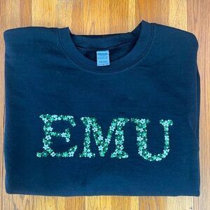 Hand Embroidered Eastern Michigan University Crewneck Sweatshirt